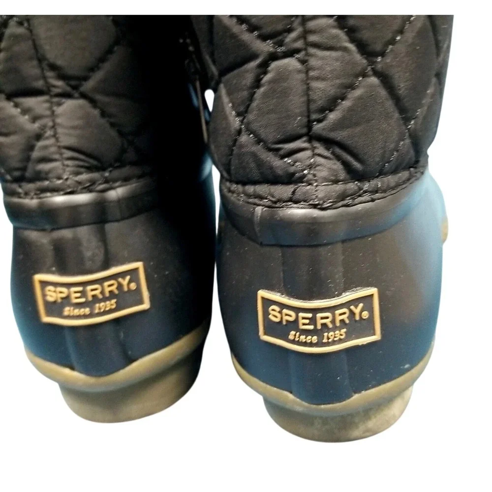 Sperry Saltwater Quilted Nylon Waterproof Rubber Boots Sz 7.5 Normcore‎ Utility